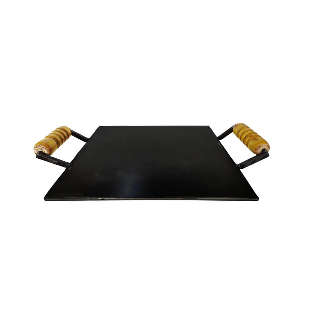 Pure Iron Square Dosa Tawa 12 inch | Wooden Handle
