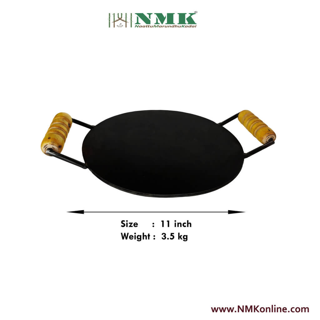 Pure Iron Dosa Tawa 11 inch | Wooden Handle 